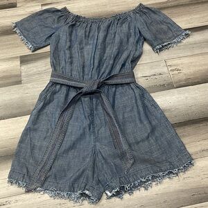Trina Turk Blue Denim Off-Shoulder Romper M
